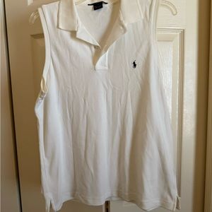 Ralph Lauren White Sleeveless Polo Top